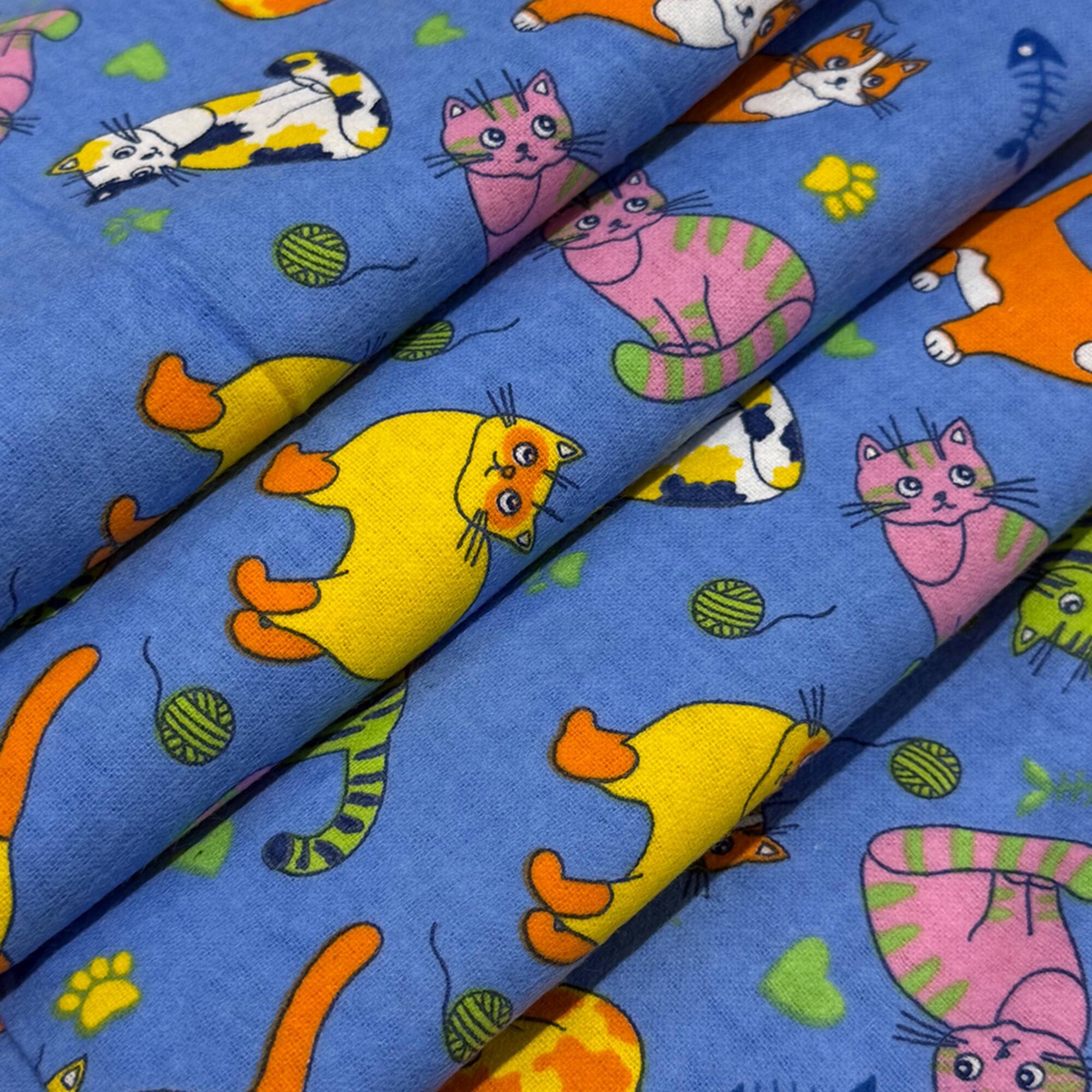 Feldman Blue Cats Cotton Flannel